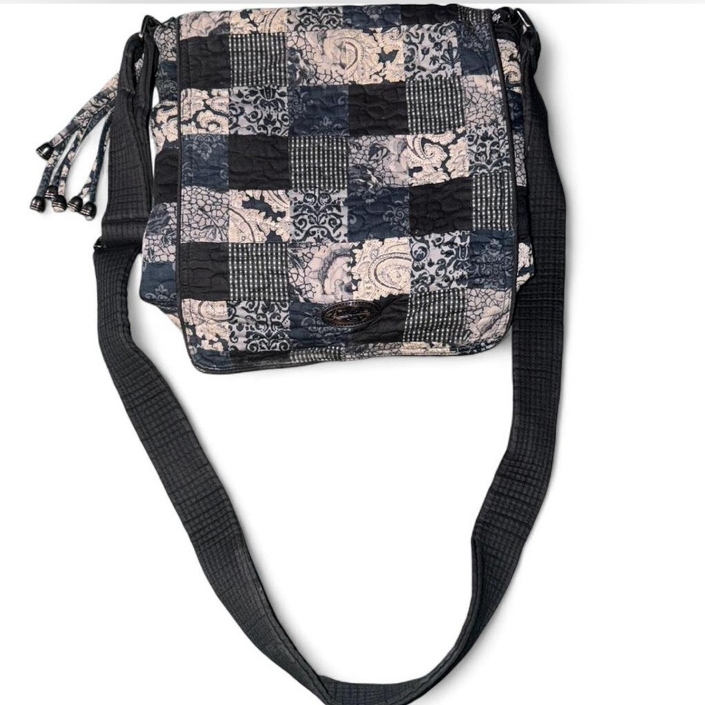Donna Sharp Patchwork Crossbody Bag in navy blue, Black and white